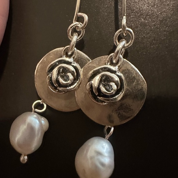 Silver Pearl Earrings - Picture 3 of 5
